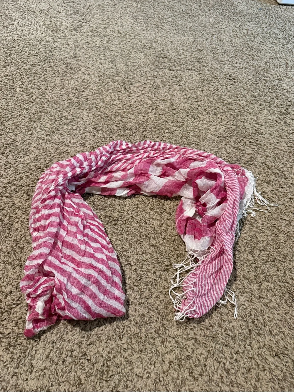 Pink Striped & Solid Pink Lightweight Scarves - Set of 2